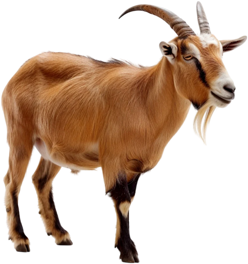 Chèvre rousse aux longues cornes